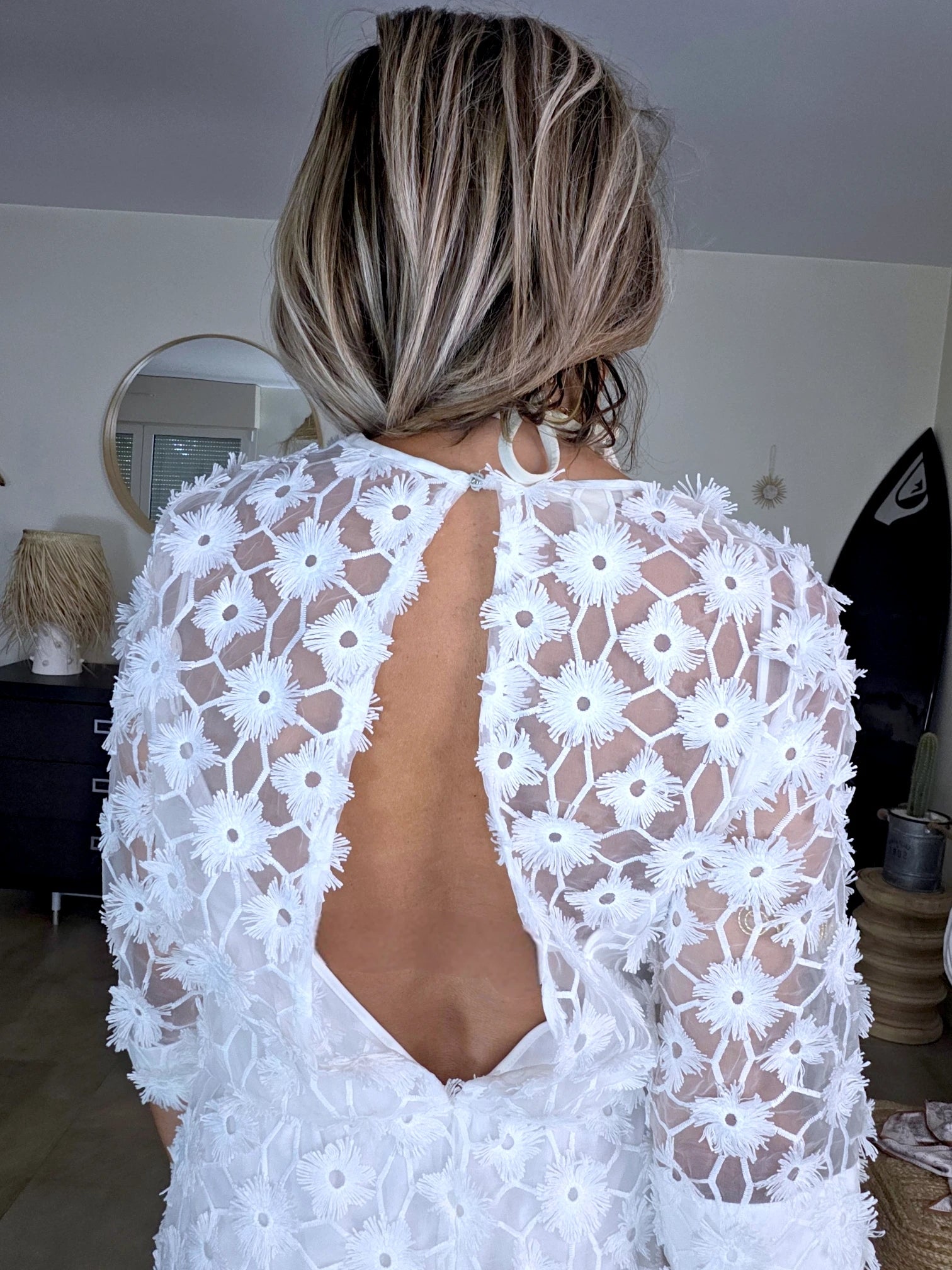 Combi-short en plumetis blanc