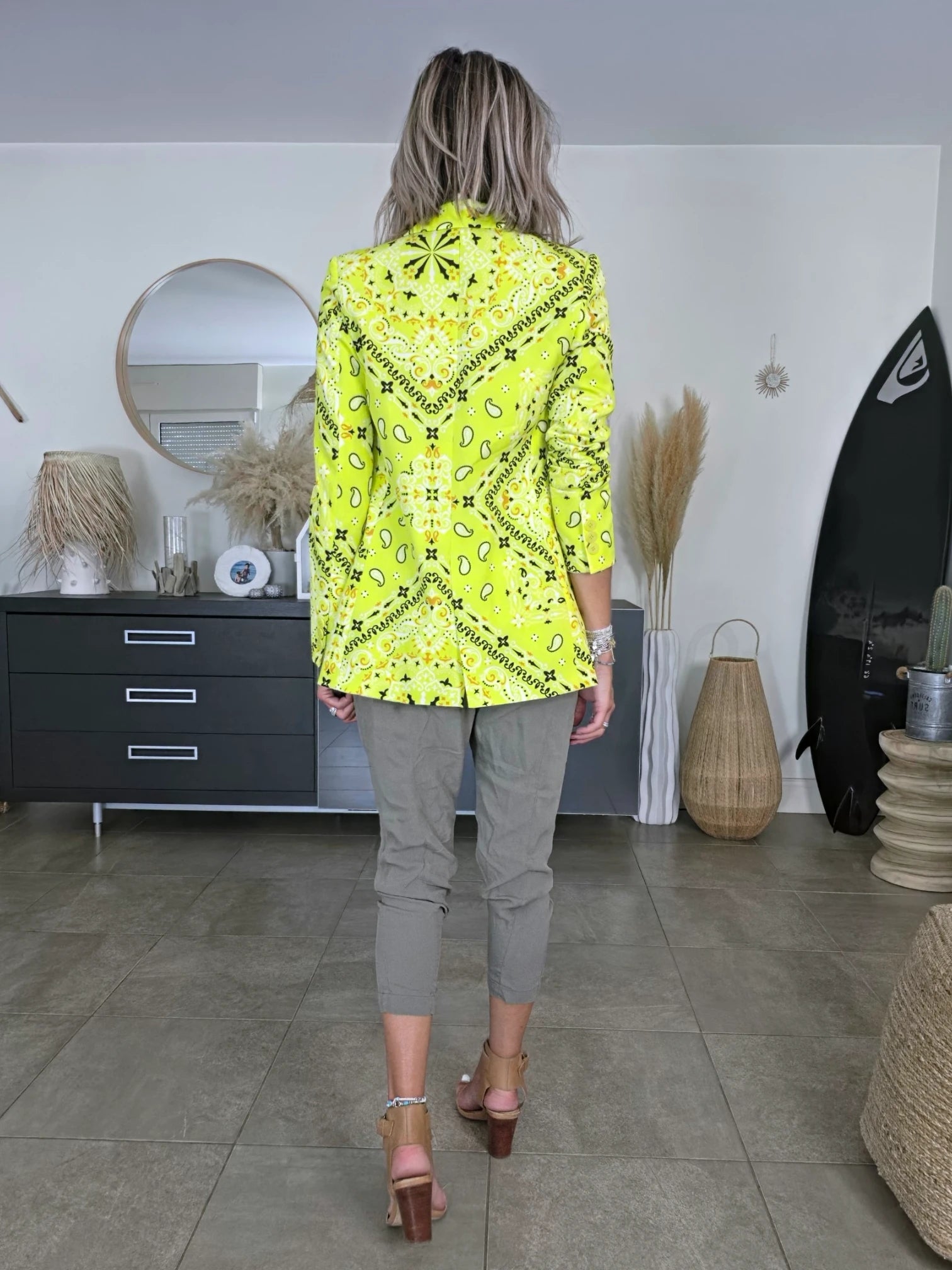 Veste vert jaune à imprimé bandana