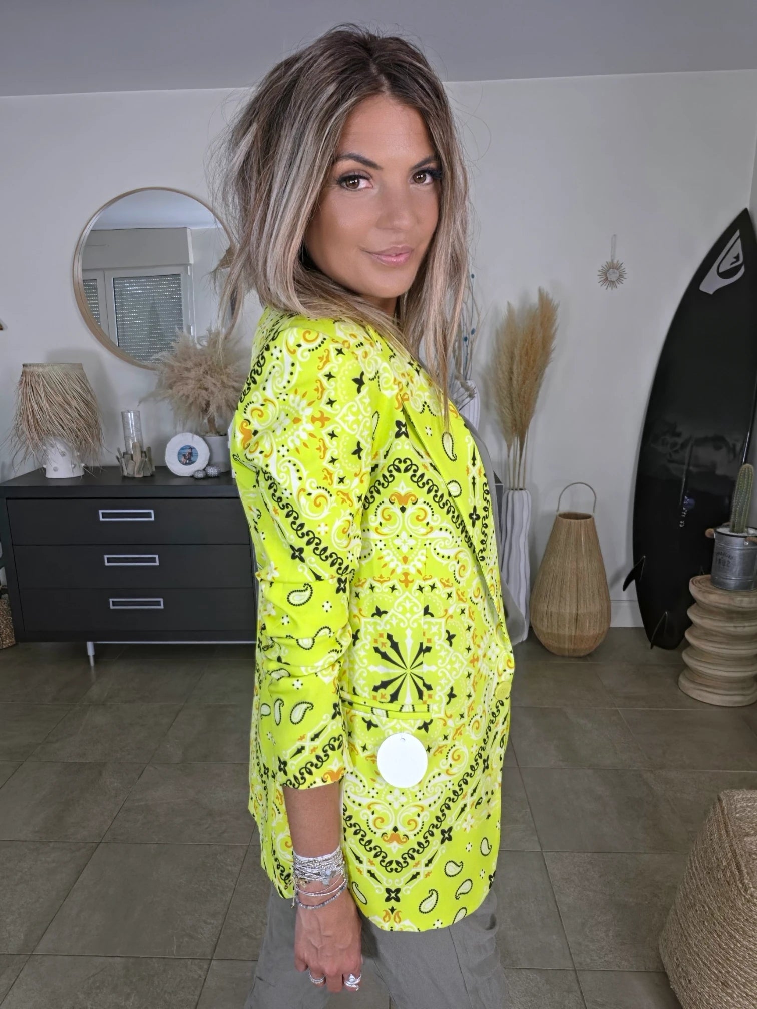 Veste vert jaune à imprimé bandana