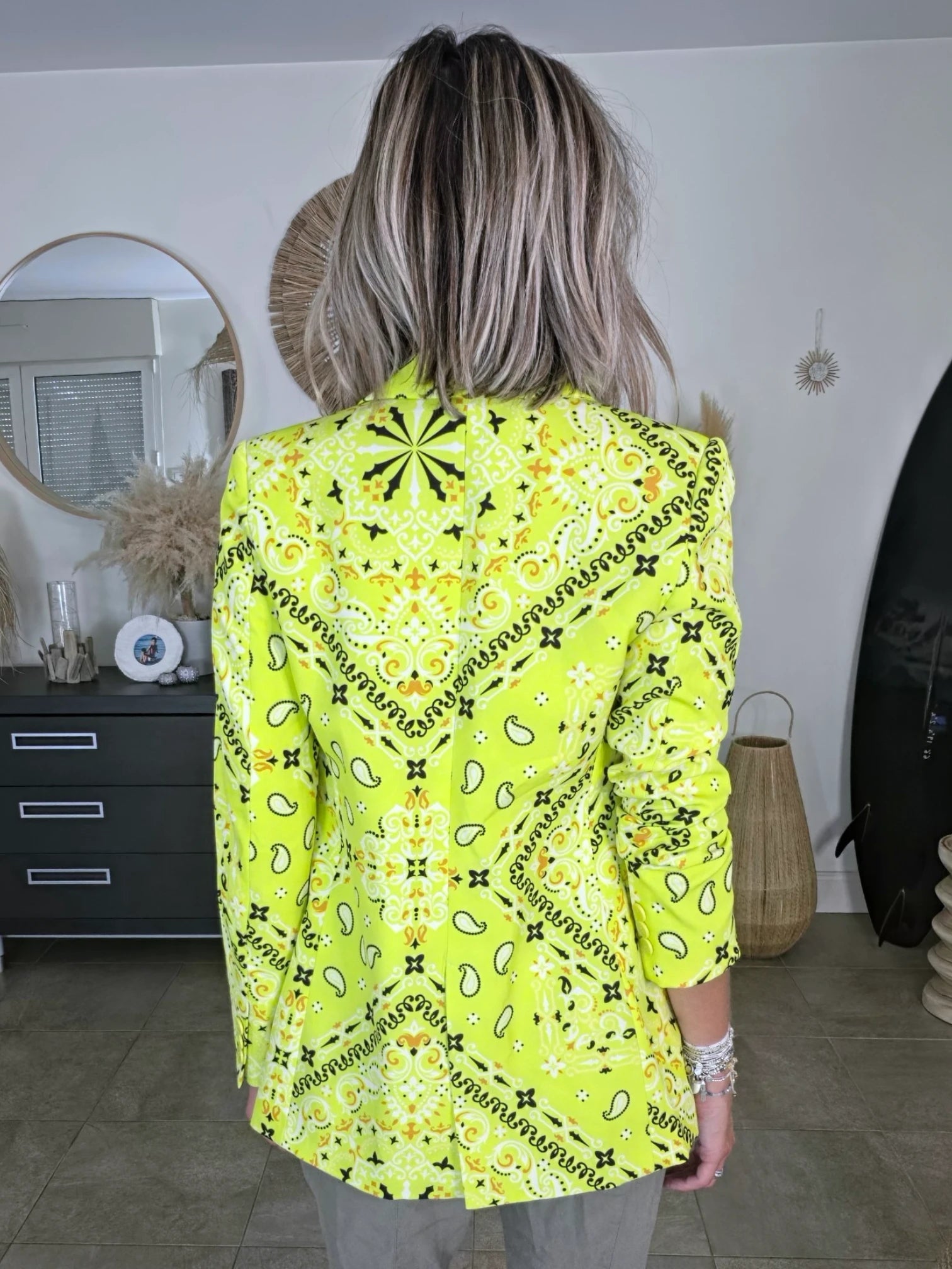 Veste vert jaune à imprimé bandana