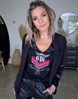 Veste noire à manches ajourées - 𝐌𝐚𝐫𝐢𝐧𝐚𝟒𝟒𝐟𝐚𝐦𝐢𝐥𝐲