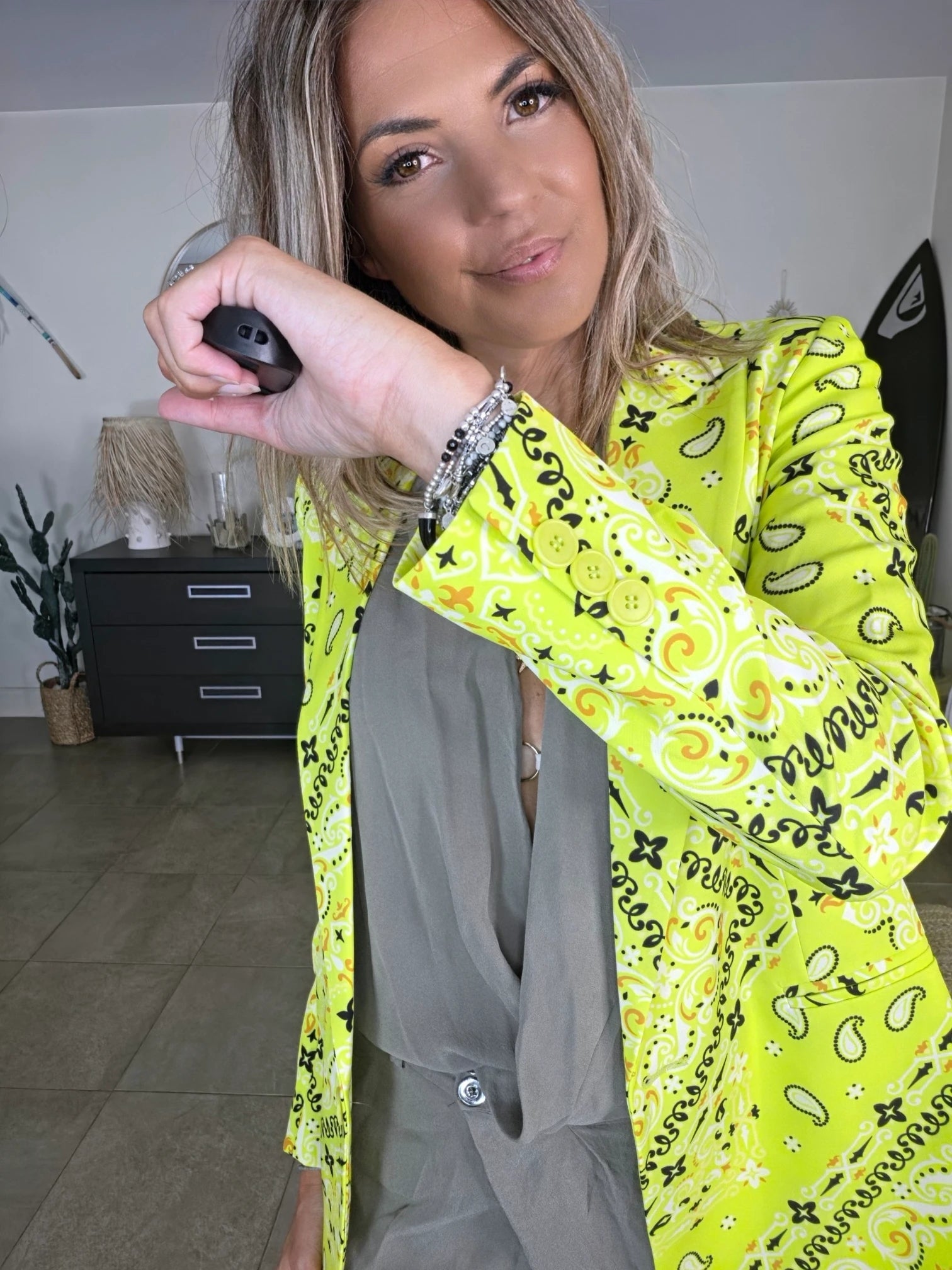 Veste vert jaune à imprimé bandana