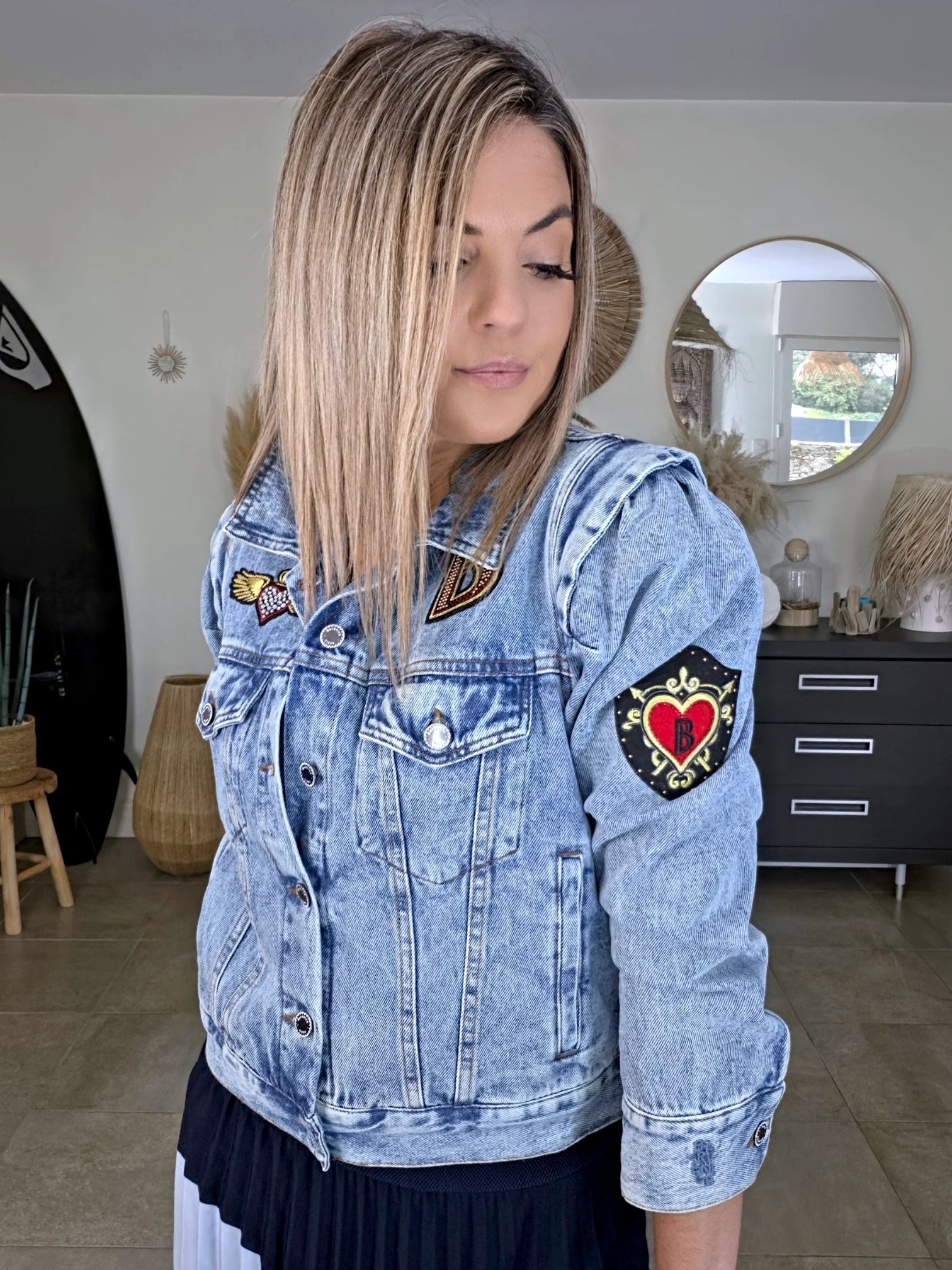 Veste en jean endlessy avec écussons