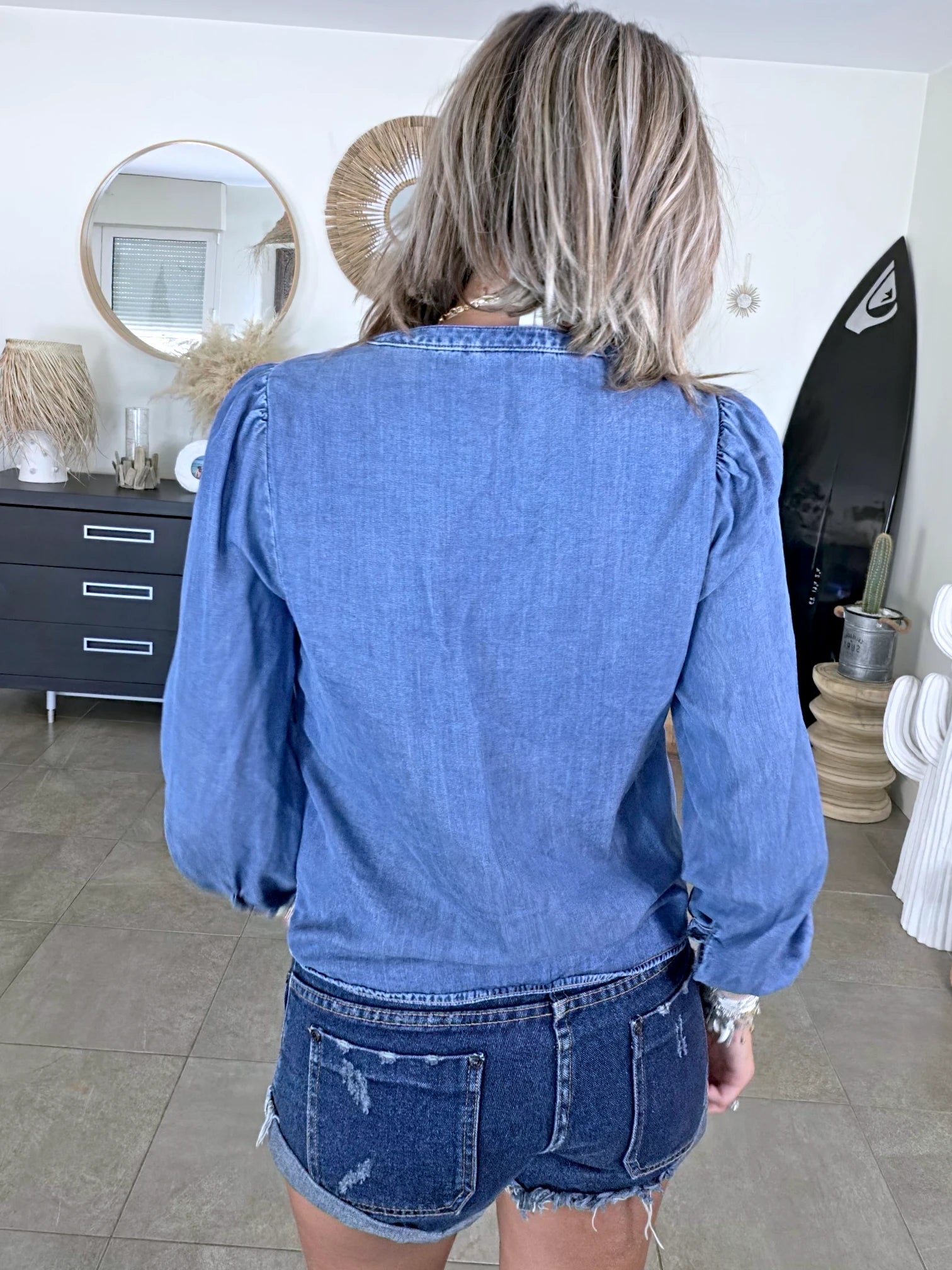 Chemise bleue en lyocell