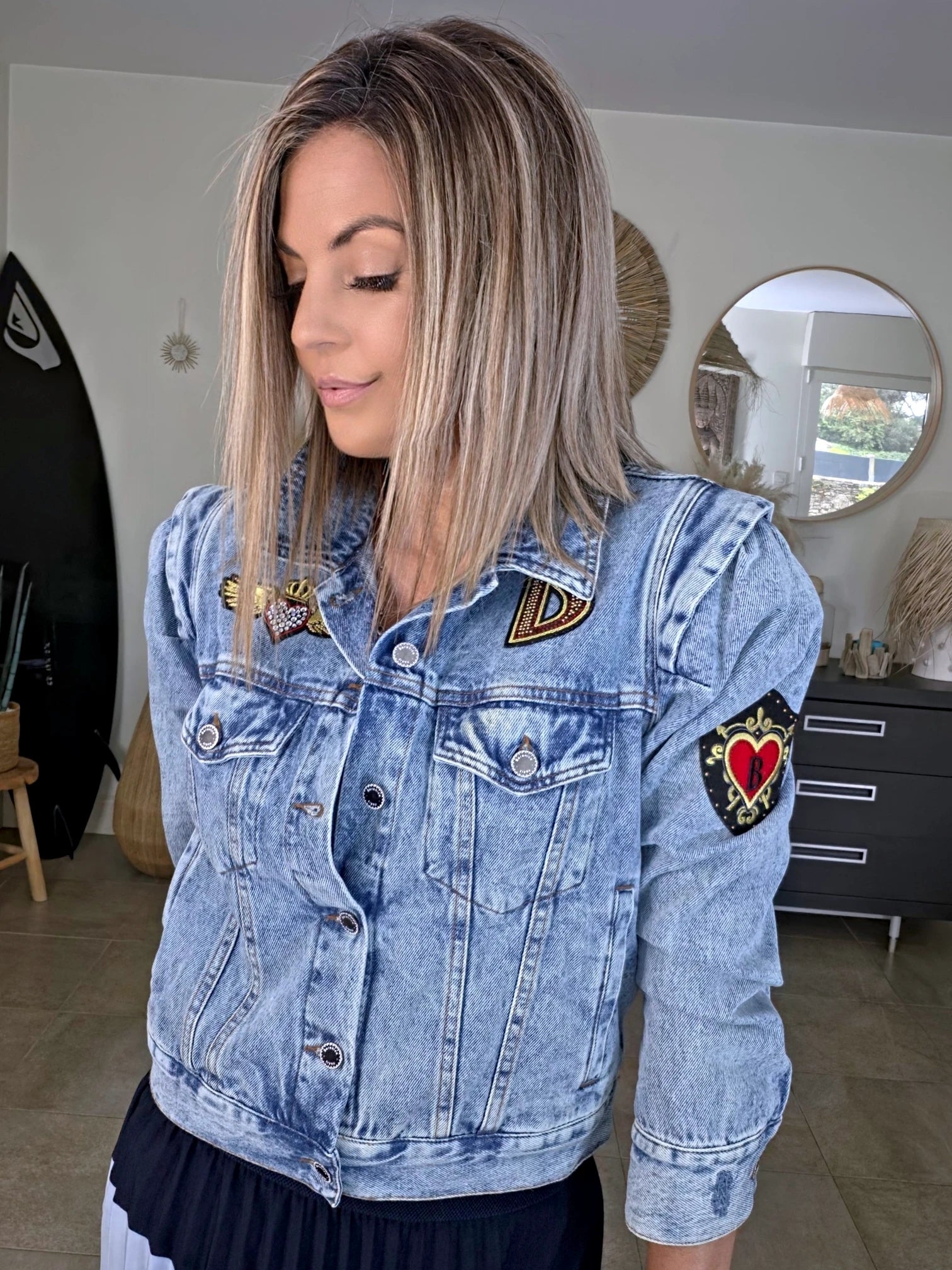 Veste en jean endlessy avec écussons