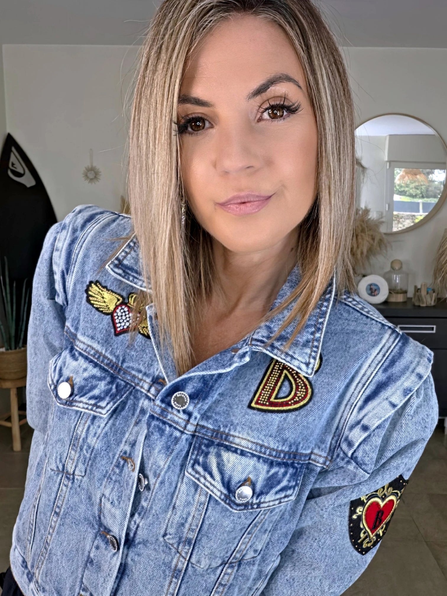 Veste en jean endlessy avec écussons