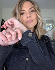 Veste en jean noire perlée