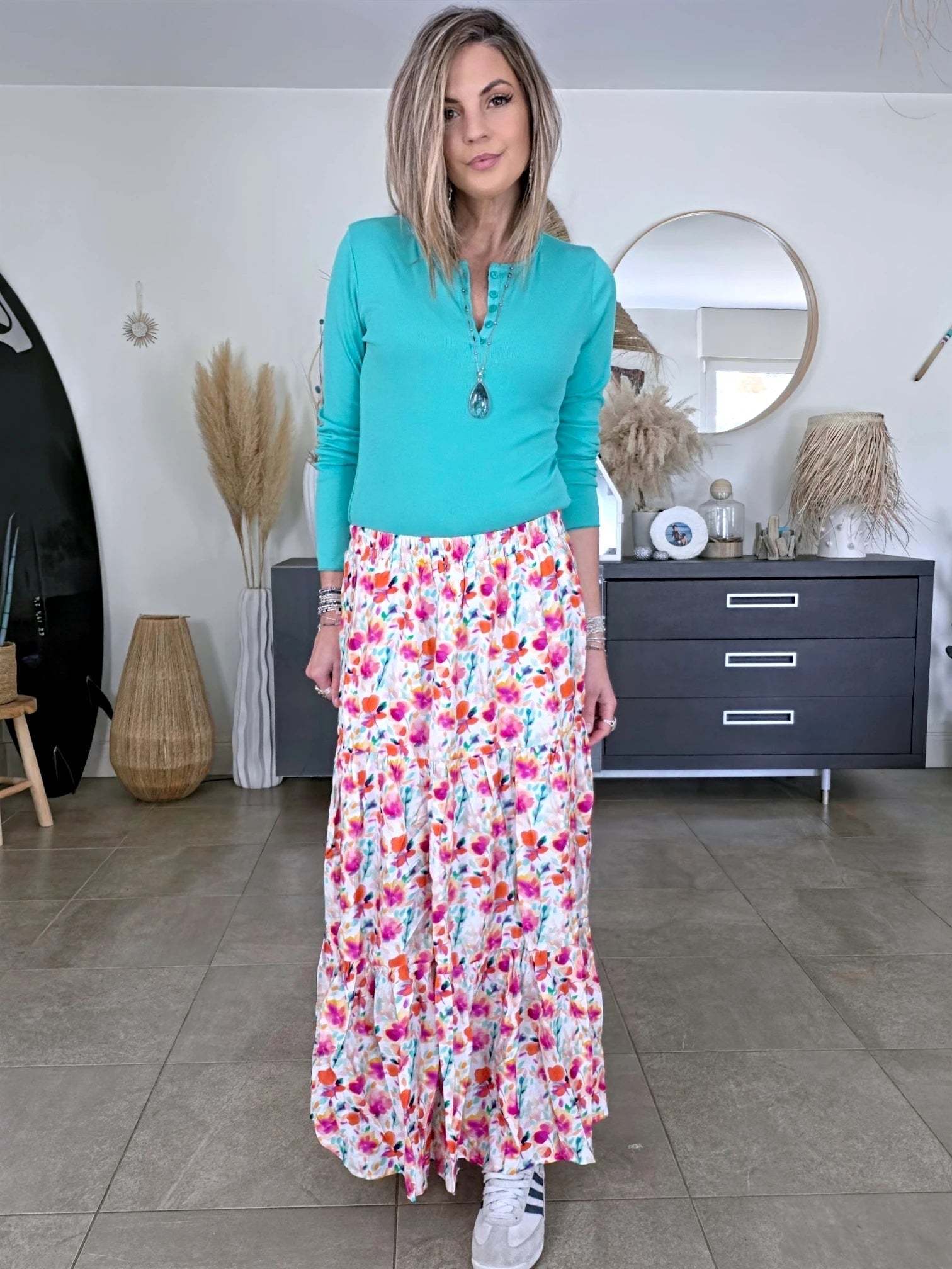 T-shirt bleu/vert à maille côtelée - 𝐌𝐚𝐫𝐢𝐧𝐚𝟒𝟒𝐟𝐚𝐦𝐢𝐥𝐲