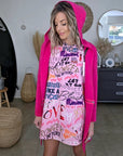 Robe rose à imprimé tags - 𝐌𝐚𝐫𝐢𝐧𝐚𝟒𝟒𝐟𝐚𝐦𝐢𝐥𝐲