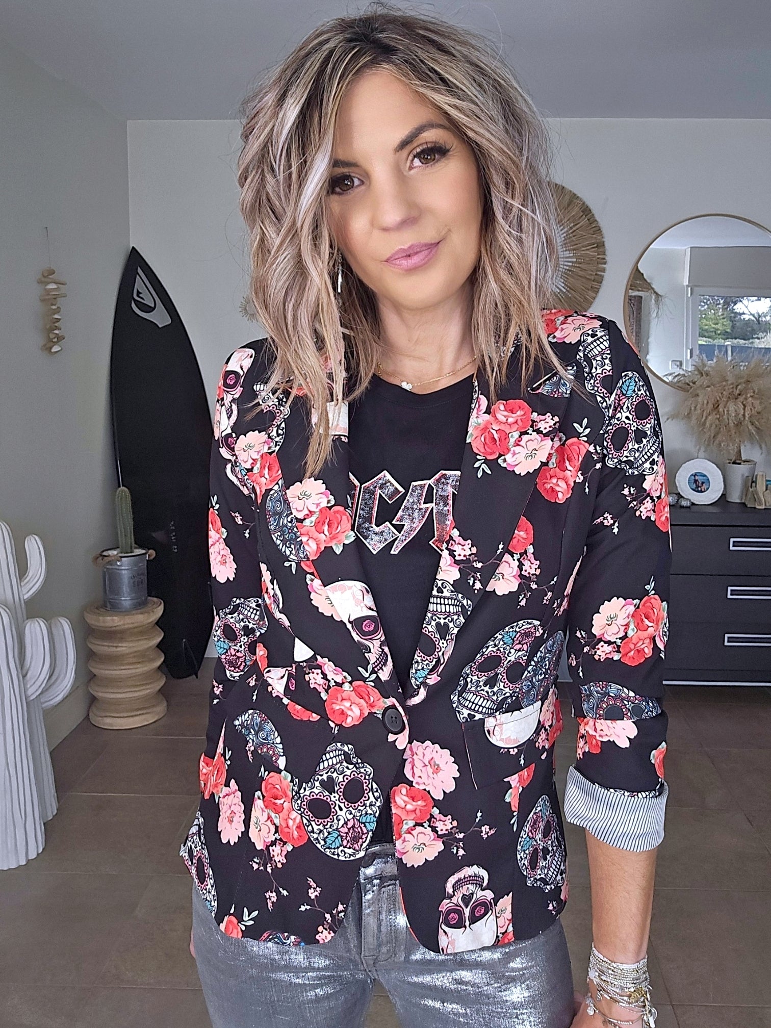 Veste cintrée à imprimé skull - 𝐌𝐚𝐫𝐢𝐧𝐚𝟒𝟒𝐟𝐚𝐦𝐢𝐥𝐲