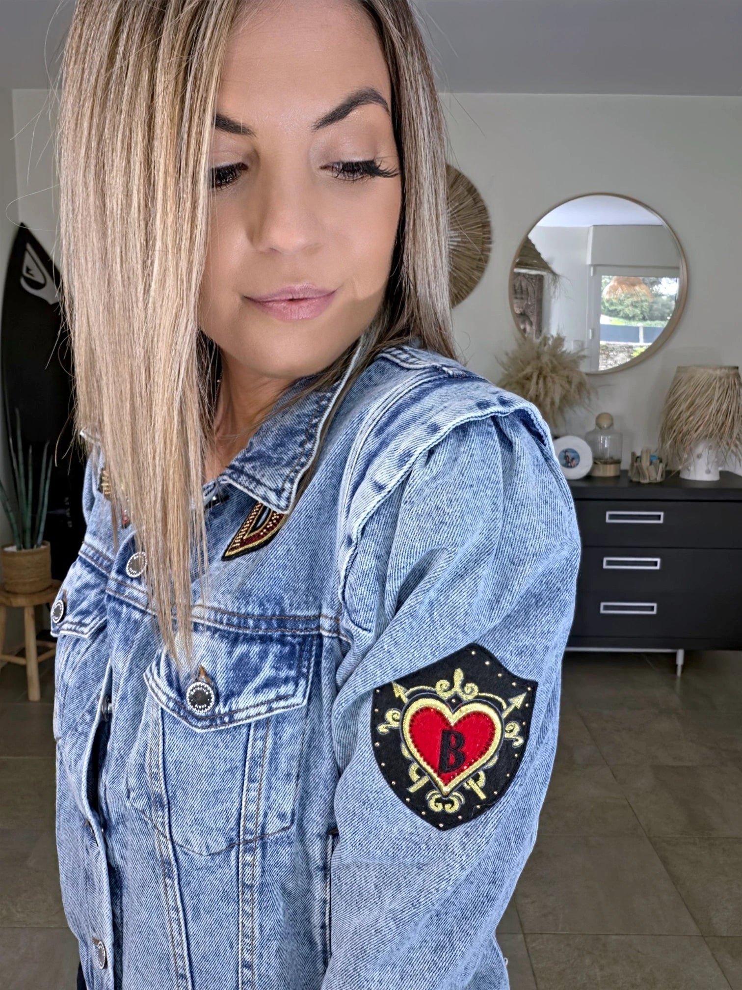 Veste en jean endlessy avec écussons