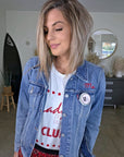 Veste en jean à inscriptions - 𝐌𝐚𝐫𝐢𝐧𝐚𝟒𝟒𝐟𝐚𝐦𝐢𝐥𝐲