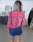 Chemise rouge délavé à imprimé bandana