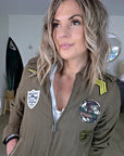 Blouson kaki à esprit militaire