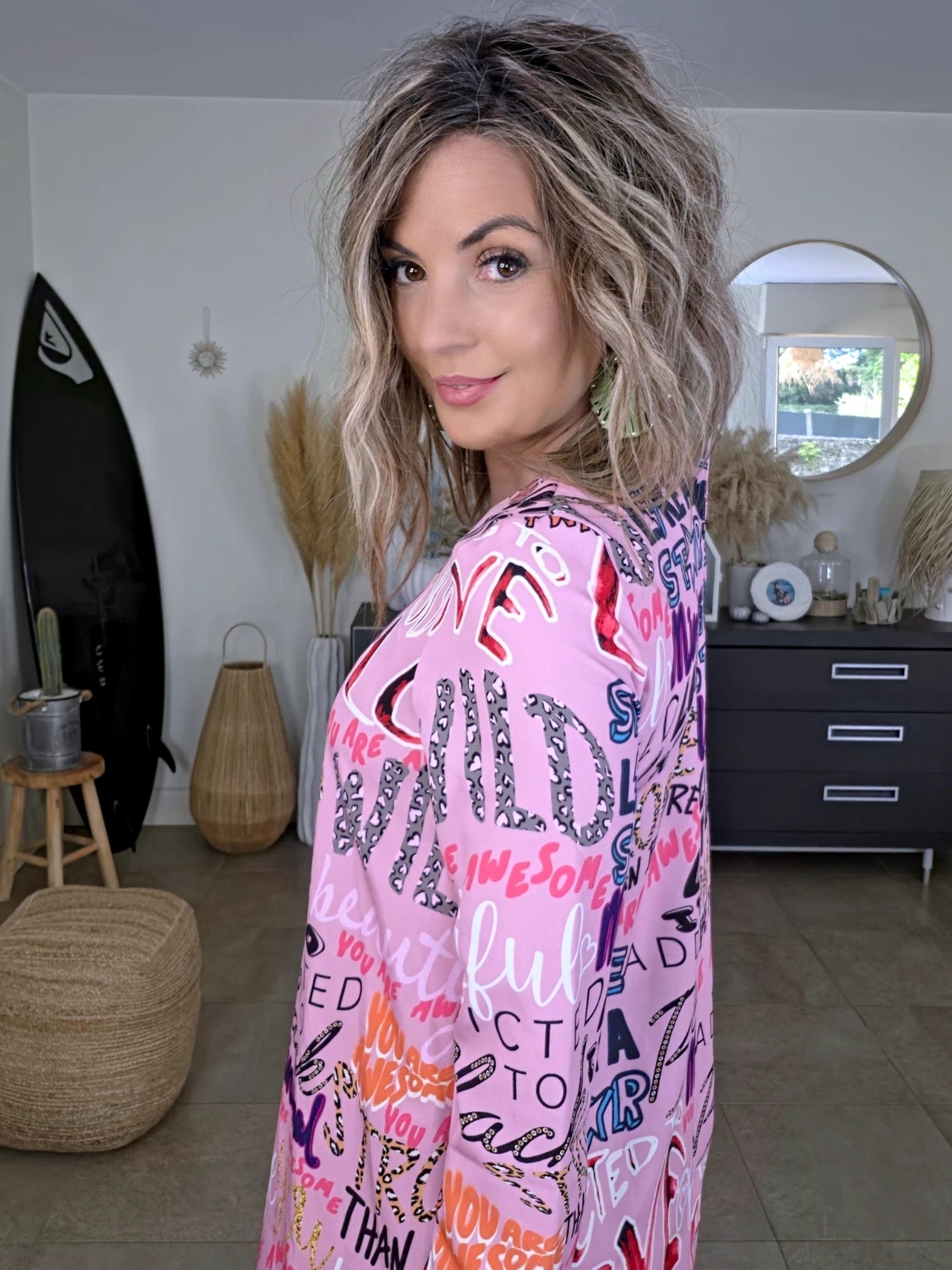 Robe rose à imprimé tags - 𝐌𝐚𝐫𝐢𝐧𝐚𝟒𝟒𝐟𝐚𝐦𝐢𝐥𝐲