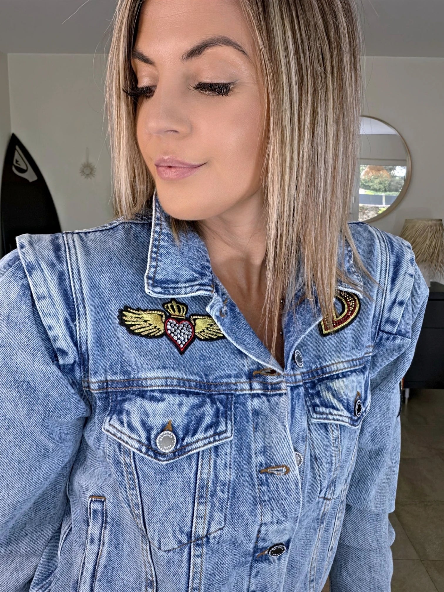 Veste en jean endlessy avec écussons