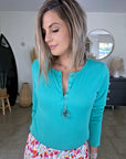 T-shirt bleu/vert à maille côtelée - 𝐌𝐚𝐫𝐢𝐧𝐚𝟒𝟒𝐟𝐚𝐦𝐢𝐥𝐲