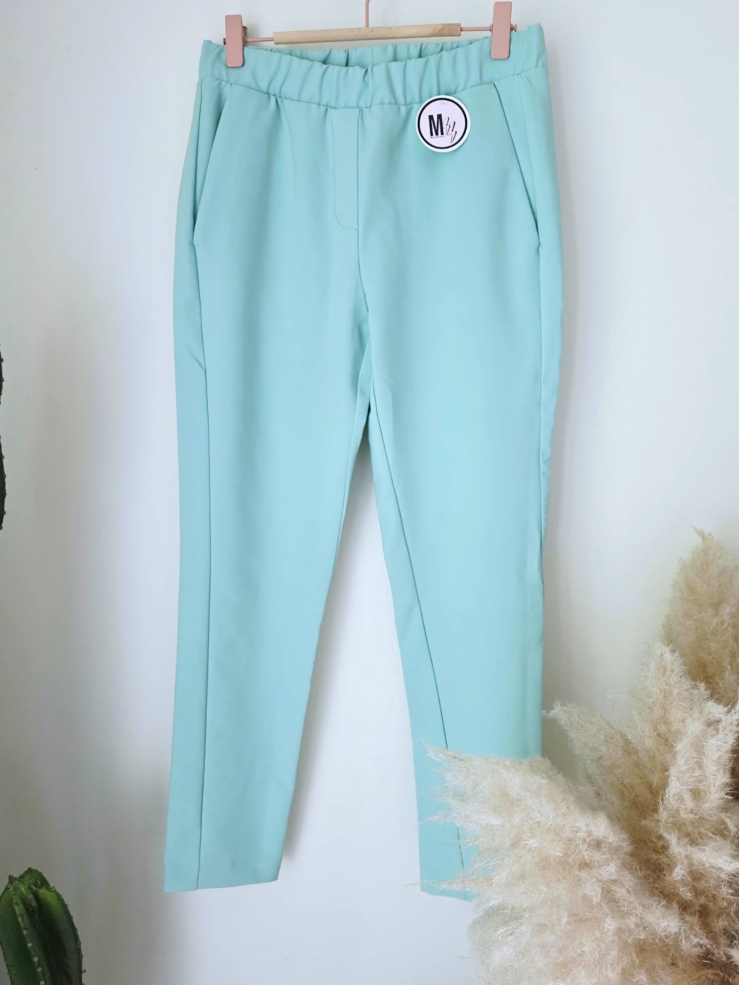 Pantalon chic bleu - vert menthe