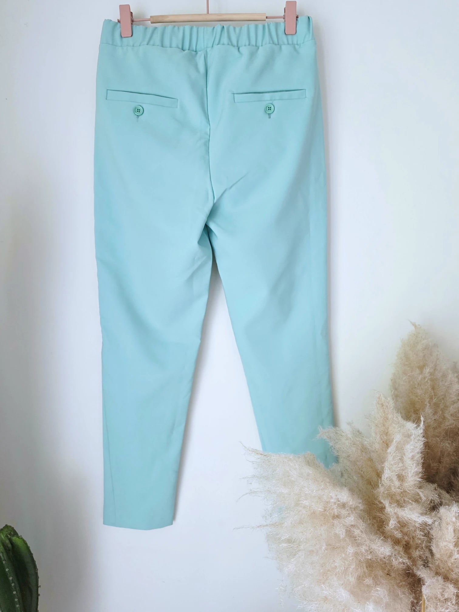 Pantalon chic bleu - vert menthe