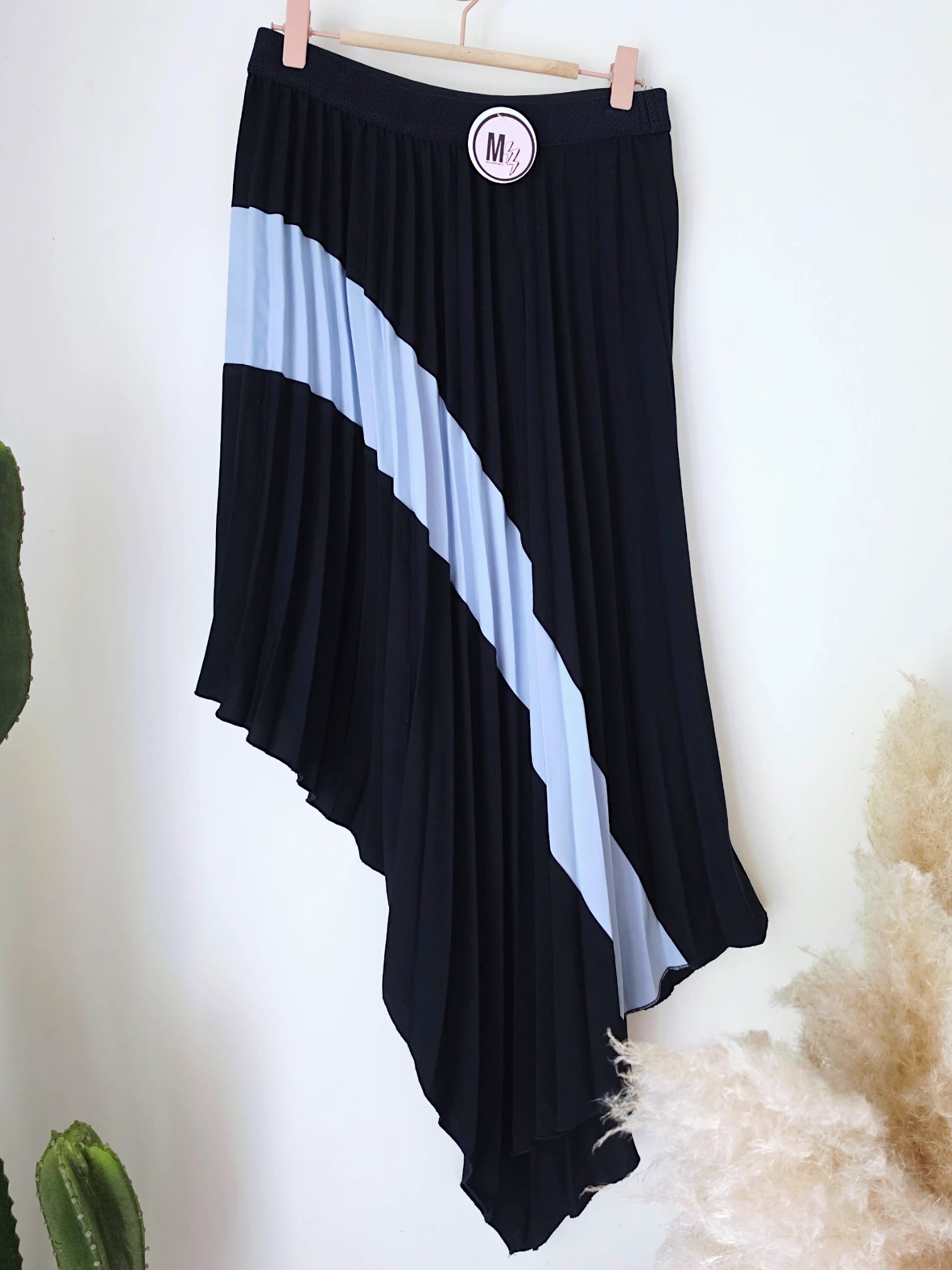 Jupe Plissée asymétrique bleu marine et bleu ciel