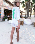 Pull blanc cassé à inscriptions au dos vert vif - 𝐌𝐚𝐫𝐢𝐧𝐚𝟒𝟒𝐟𝐚𝐦𝐢𝐥𝐲