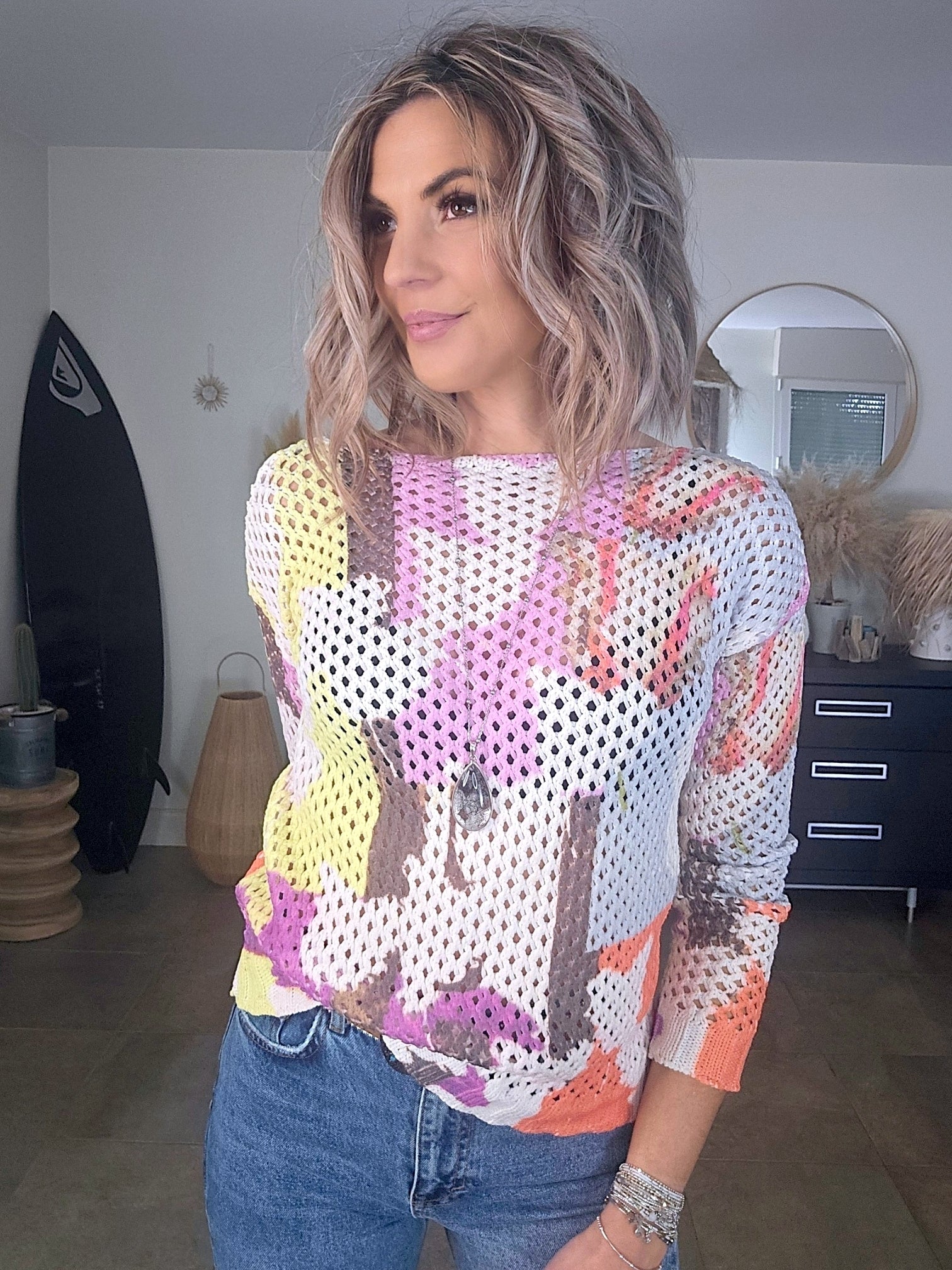 Pull ajourée à imprimé camouflage - 𝐌𝐚𝐫𝐢𝐧𝐚𝟒𝟒𝐟𝐚𝐦𝐢𝐥𝐲