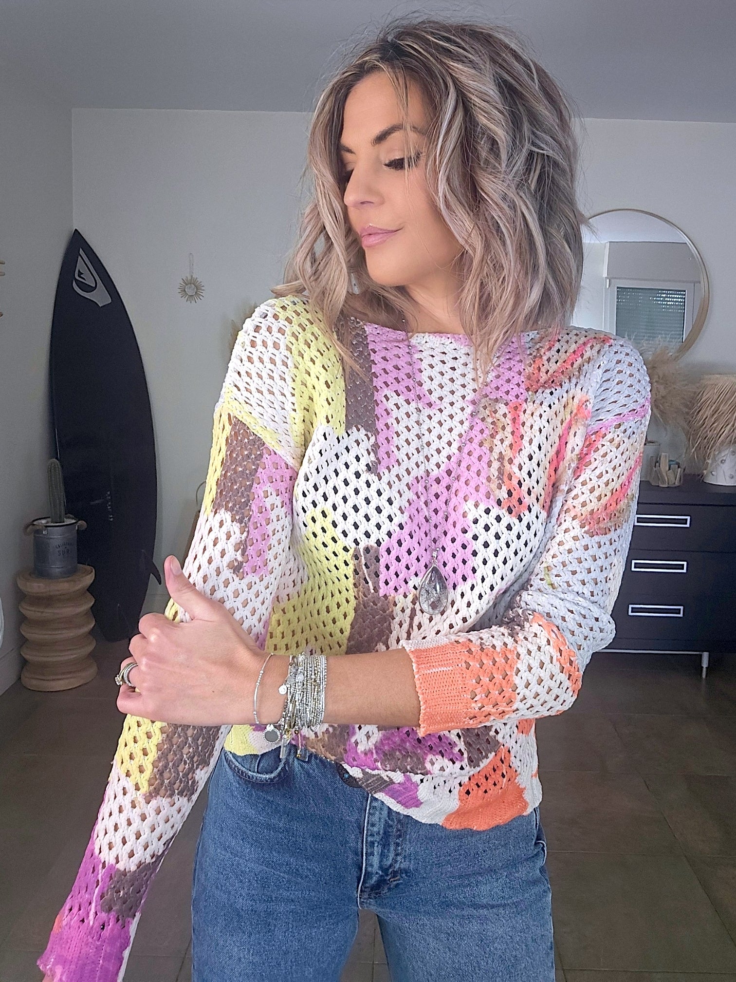 Pull ajourée à imprimé camouflage - 𝐌𝐚𝐫𝐢𝐧𝐚𝟒𝟒𝐟𝐚𝐦𝐢𝐥𝐲