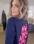 Pull bleu marine à inscriptions - 𝐌𝐚𝐫𝐢𝐧𝐚𝟒𝟒𝐟𝐚𝐦𝐢𝐥𝐲