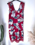 Combi-short rouge à imprimé floral