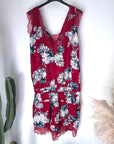 Combi-short rouge à imprimé floral