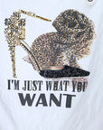 T-shirt blanc à inscriptions muni de strass.
