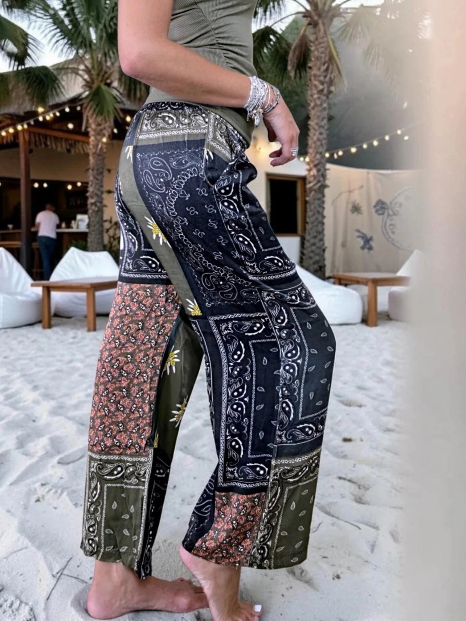 Pantalon fluide à imprimé bandana