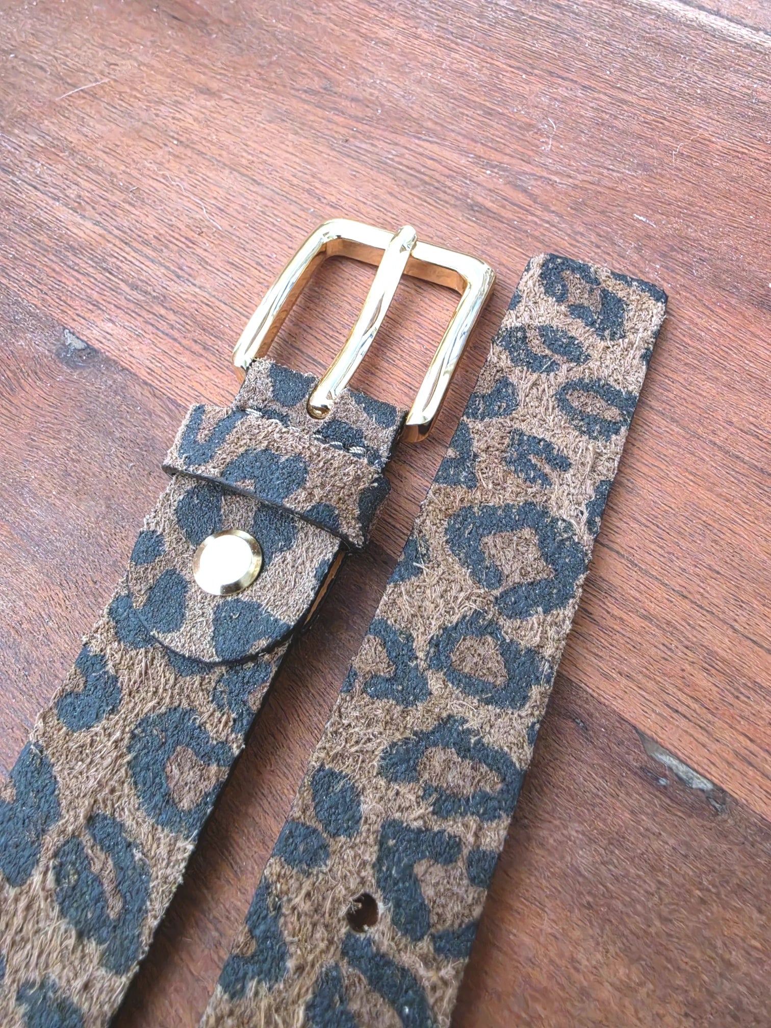 Ceinture en cuir à imprimé léopard