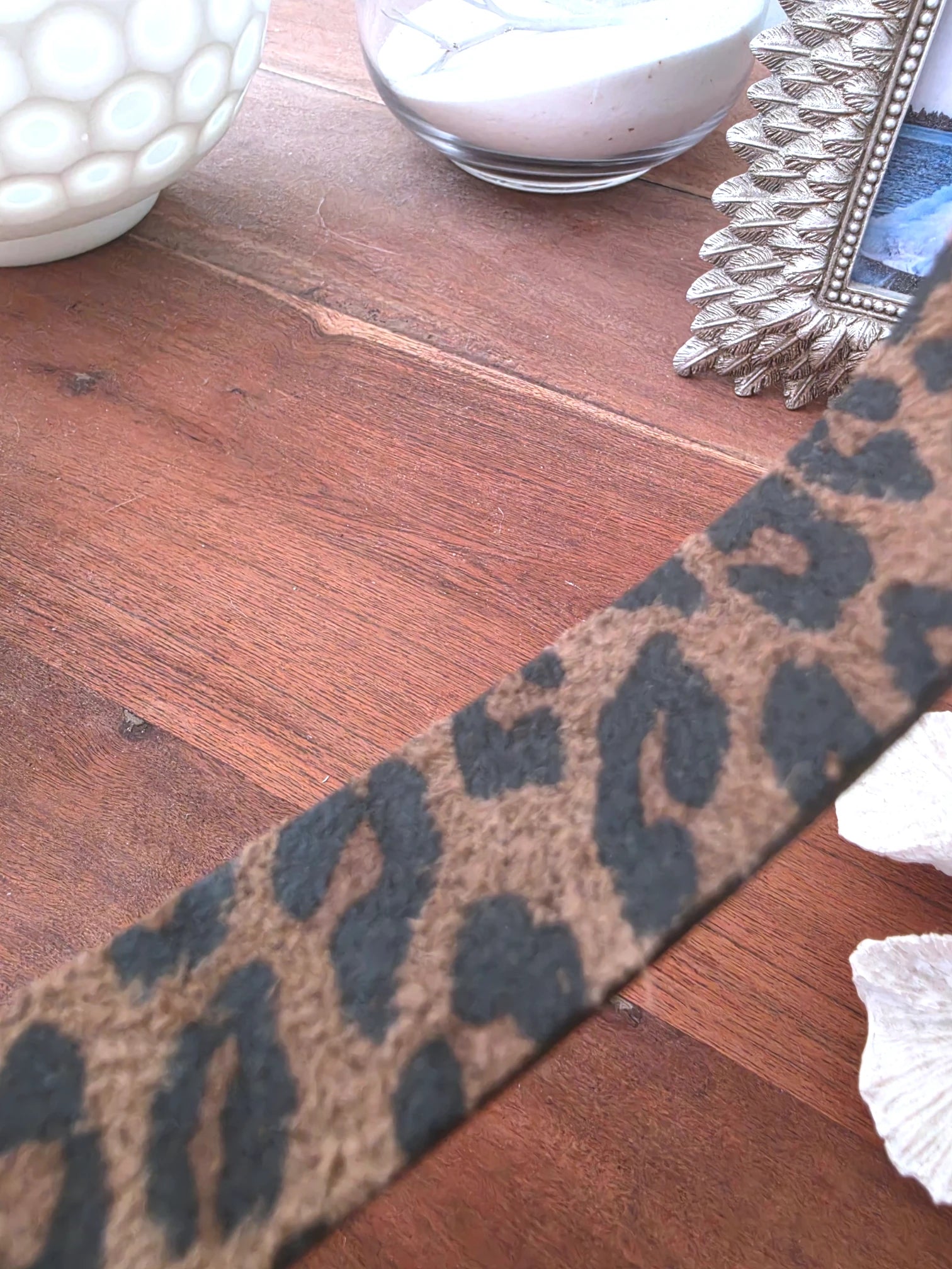 Ceinture en cuir à imprimé léopard