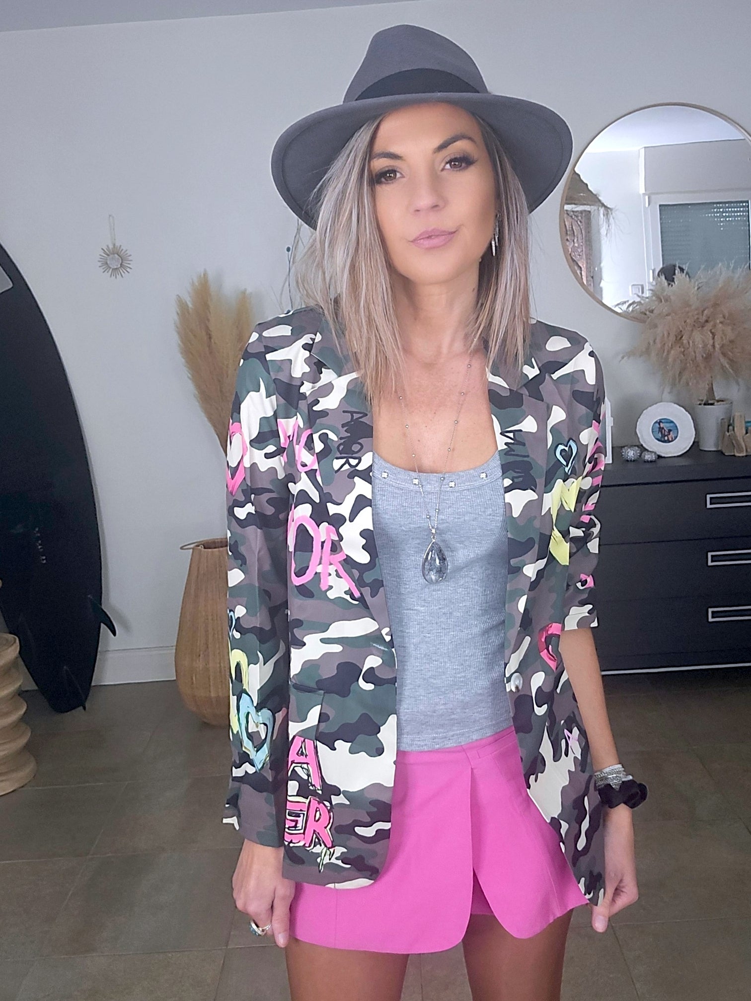 Blazer camouflage à inscriptions - 𝐌𝐚𝐫𝐢𝐧𝐚𝟒𝟒𝐟𝐚𝐦𝐢𝐥𝐲