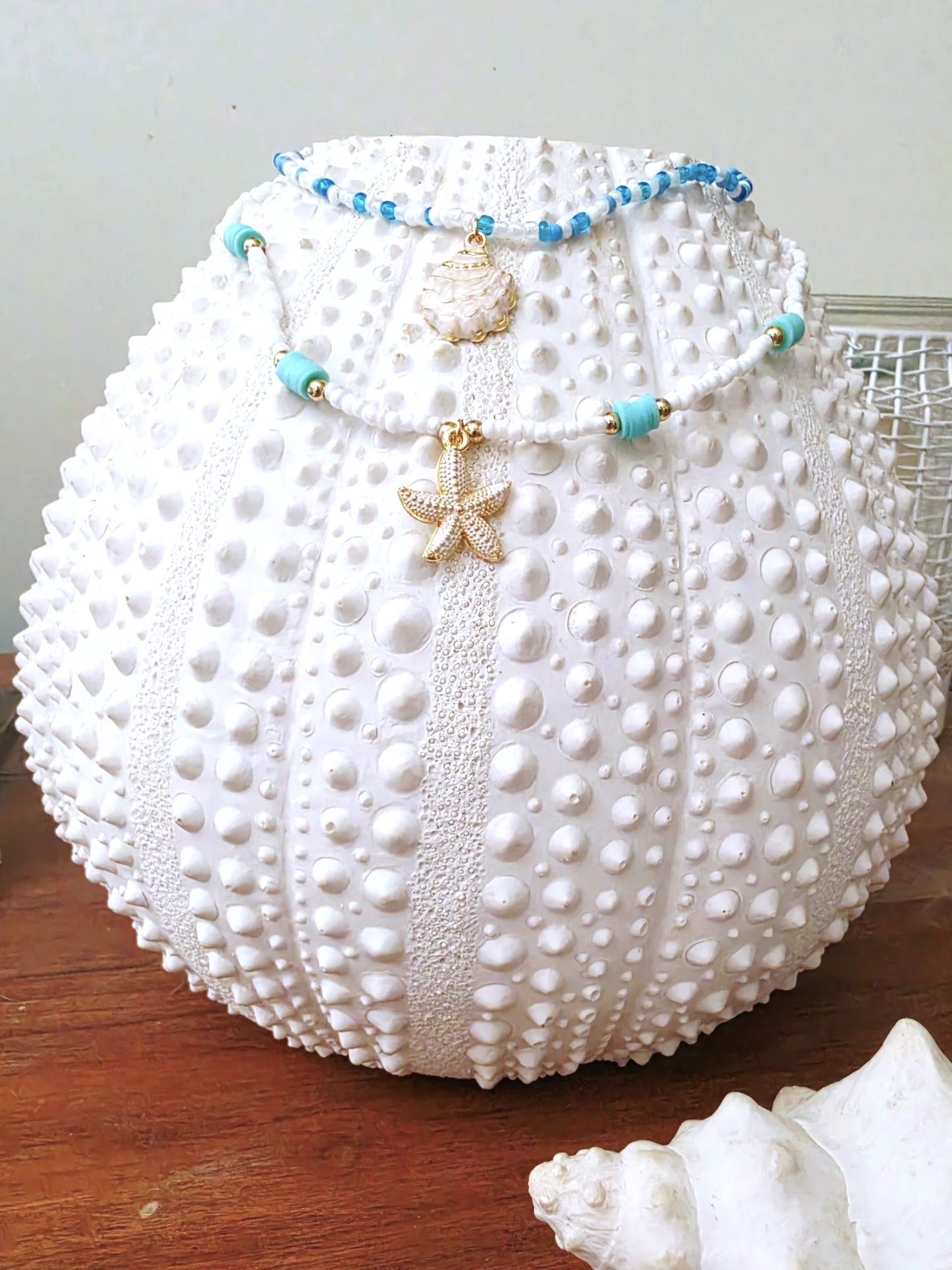 Double collier coquillage