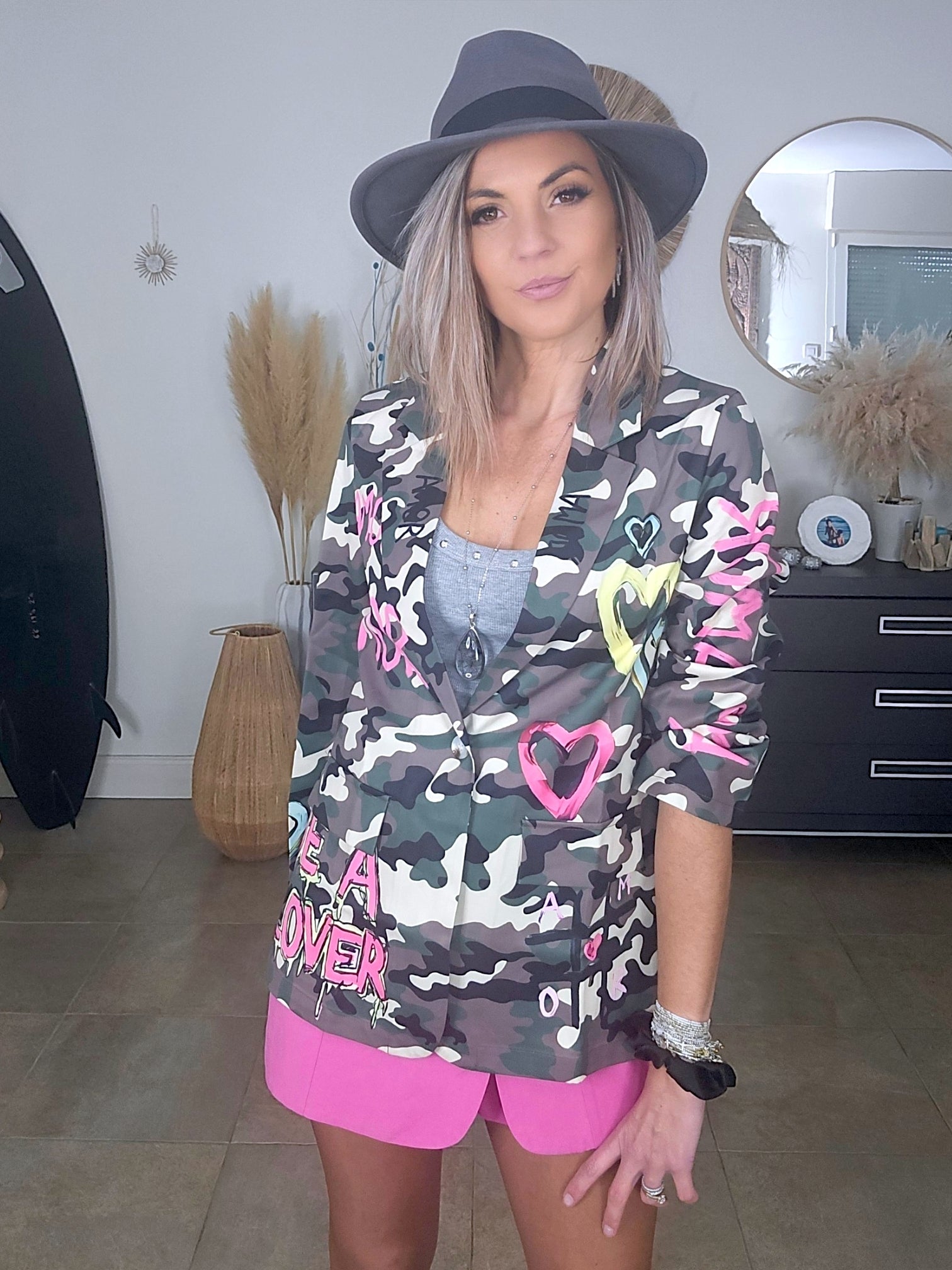 Blazer camouflage à inscriptions - 𝐌𝐚𝐫𝐢𝐧𝐚𝟒𝟒𝐟𝐚𝐦𝐢𝐥𝐲