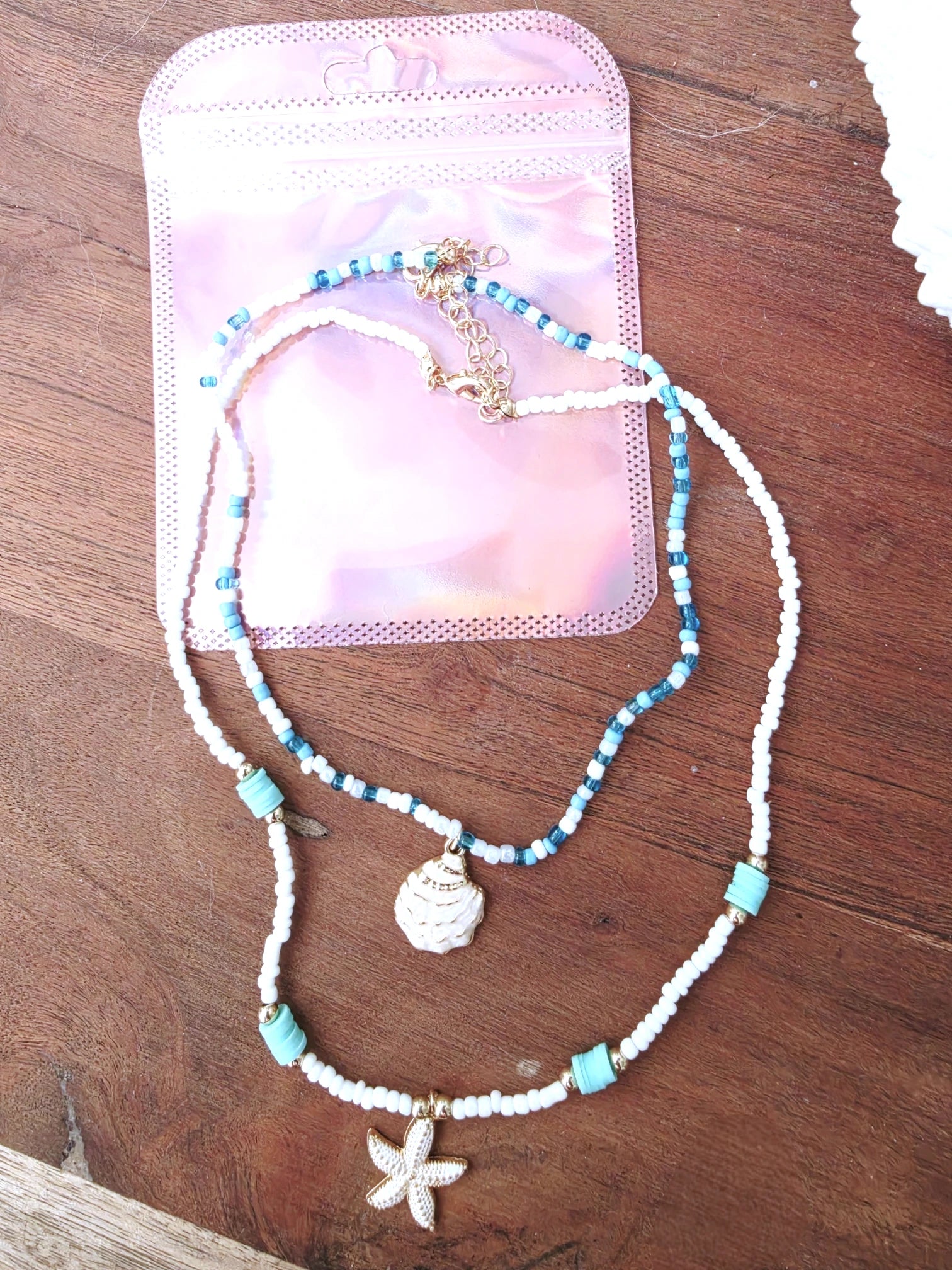 Double collier coquillage
