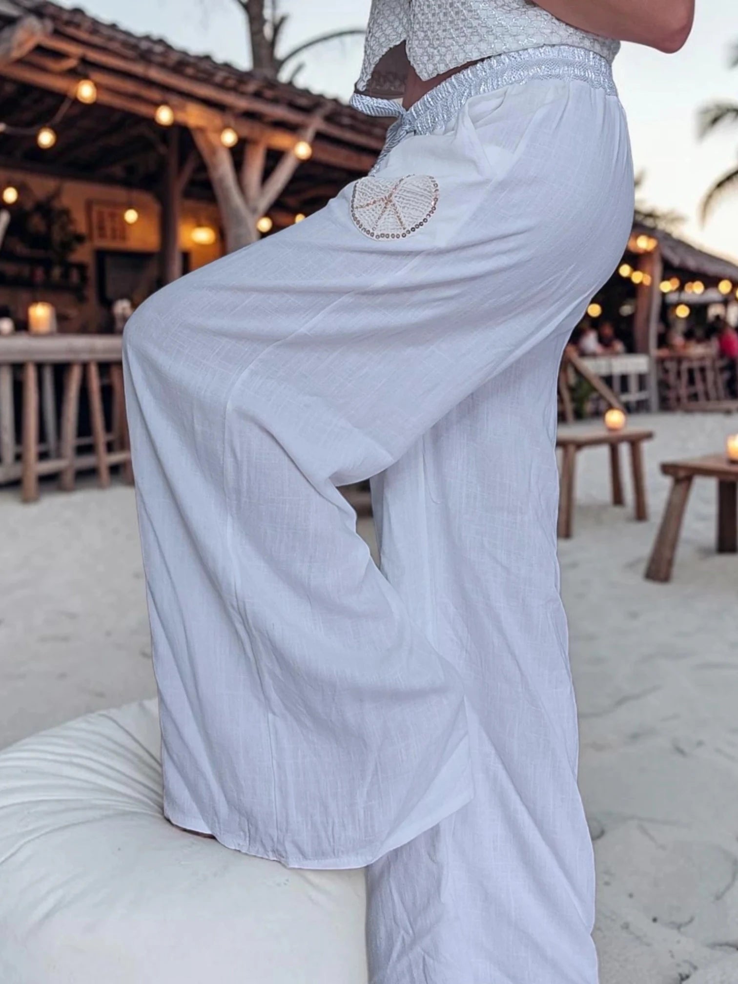 Pantalon blanc à jambe large