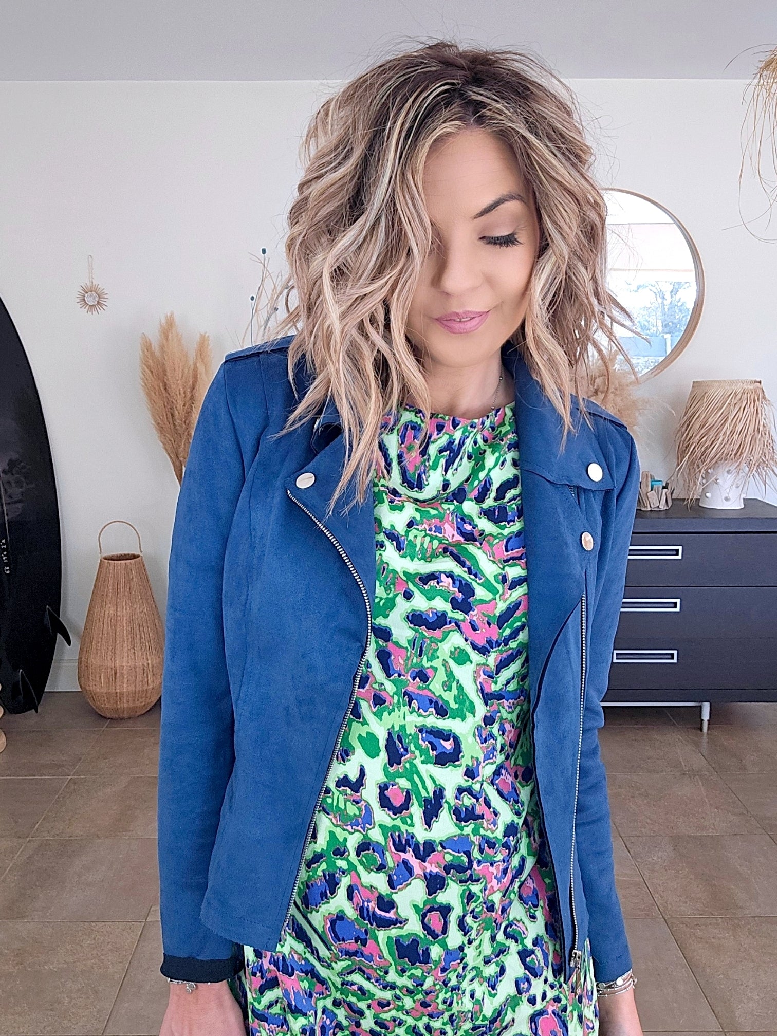 Perfecto suédine bleu canard - 𝐌𝐚𝐫𝐢𝐧𝐚𝟒𝟒𝐟𝐚𝐦𝐢𝐥𝐲