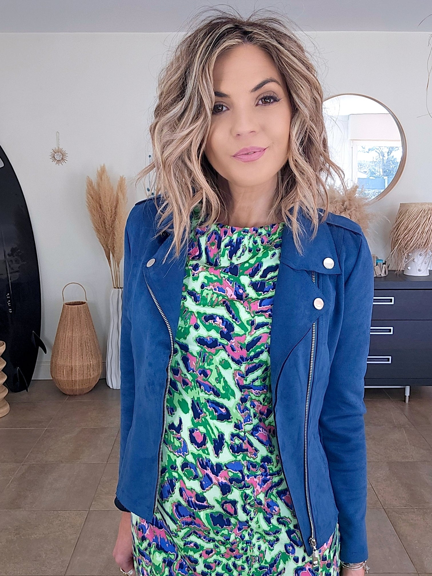 Perfecto suédine bleu canard - 𝐌𝐚𝐫𝐢𝐧𝐚𝟒𝟒𝐟𝐚𝐦𝐢𝐥𝐲
