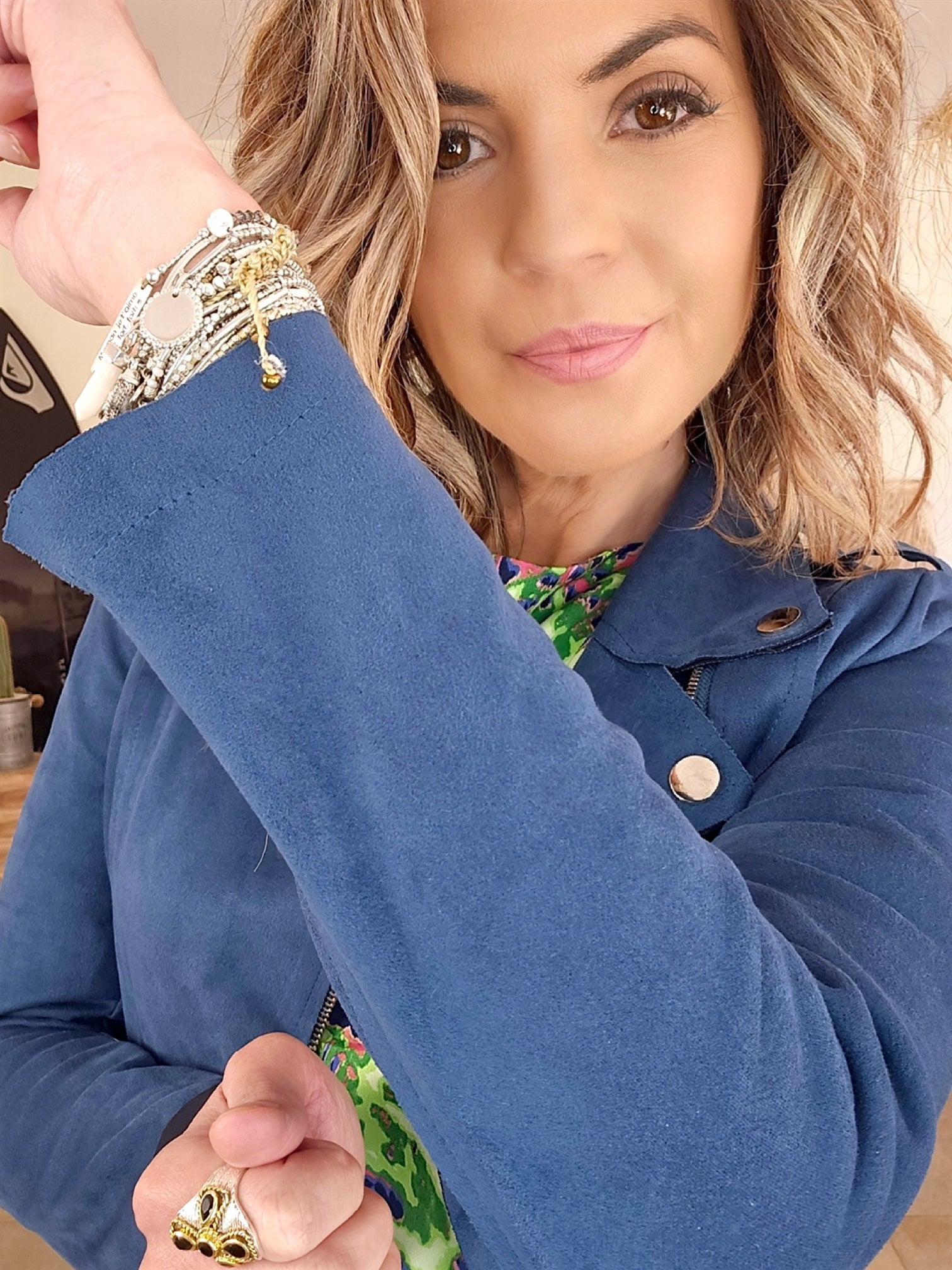 Perfecto suédine bleu canard - 𝐌𝐚𝐫𝐢𝐧𝐚𝟒𝟒𝐟𝐚𝐦𝐢𝐥𝐲