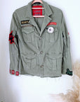 Veste saharienne kaki-beige customisée