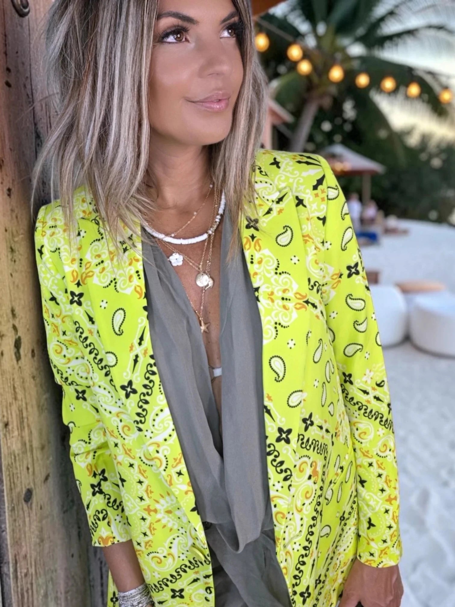 Veste vert jaune à imprimé bandana