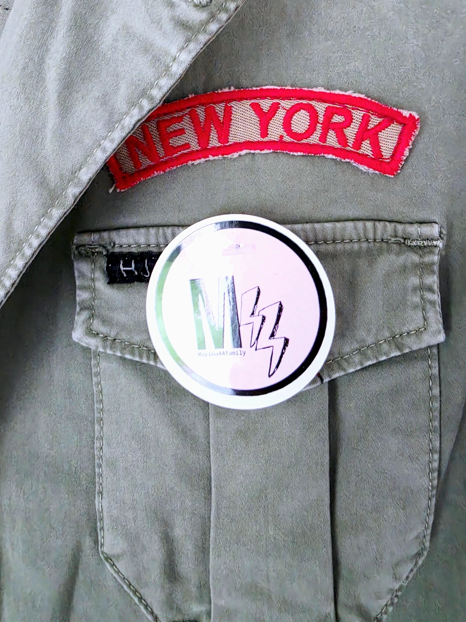 Veste saharienne kaki-beige customisée