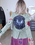 Veste saharienne kaki-beige customisée