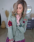 Veste saharienne kaki-beige customisée