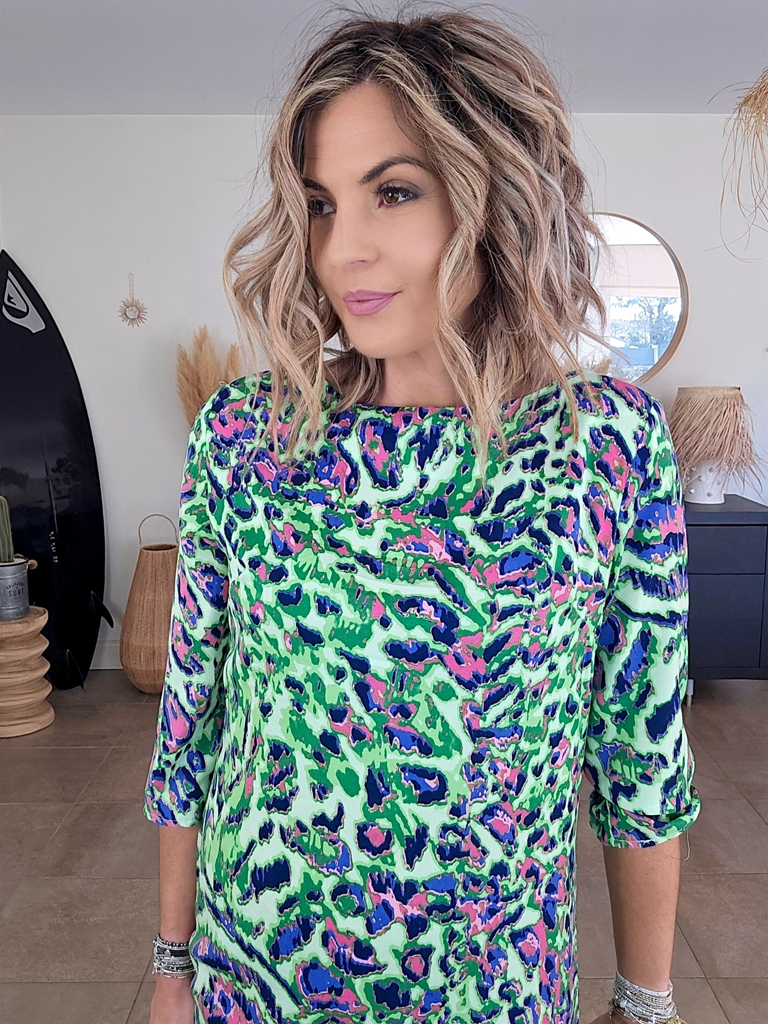 Robe vert fluo à imprimé léopard - 𝐌𝐚𝐫𝐢𝐧𝐚𝟒𝟒𝐟𝐚𝐦𝐢𝐥𝐲
