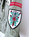 Veste saharienne kaki-beige customisée