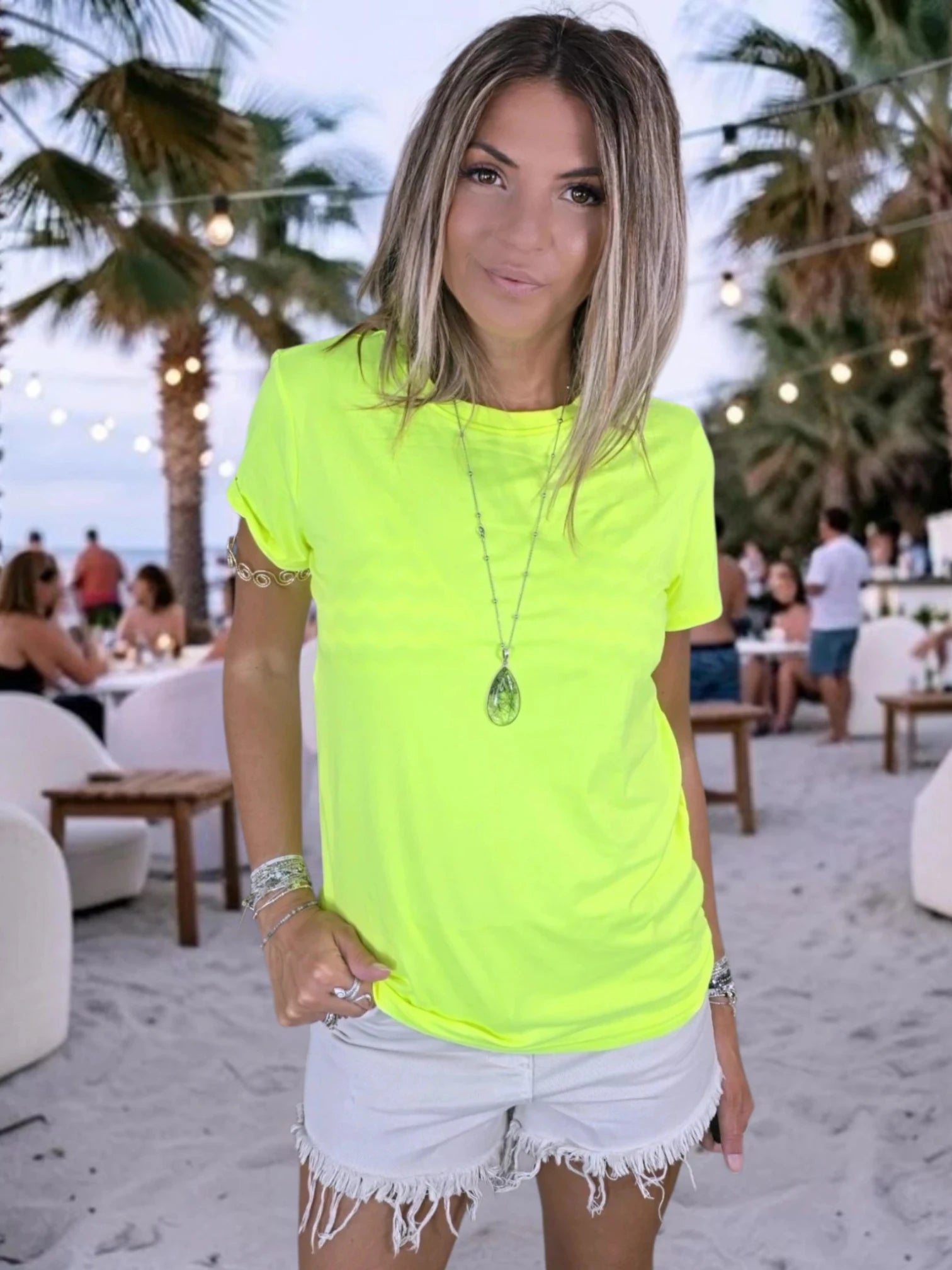 T-shirt jaune fluo avec élasthanne